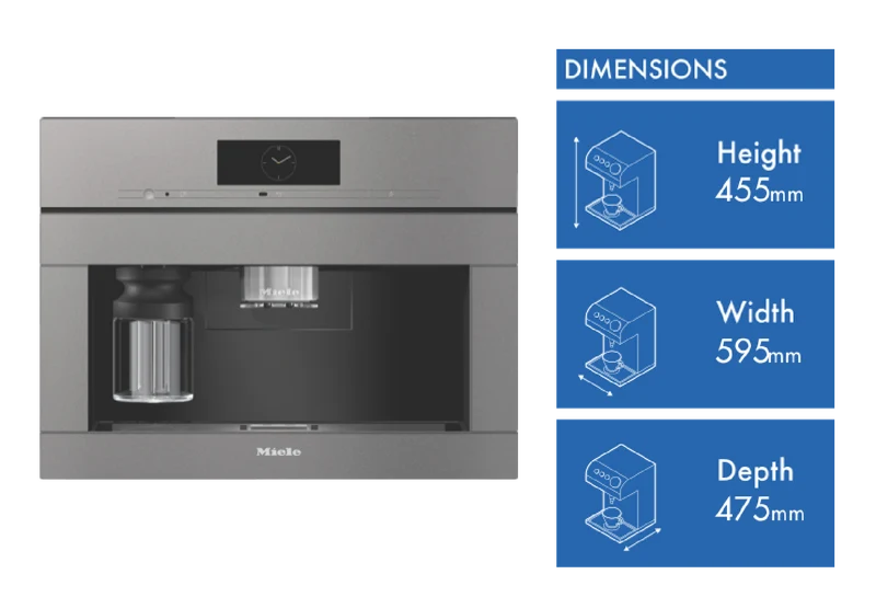 Miele 45cm Built-In Coffee Machine with AutoDescale and Plumbed-In DirectWater Connection Obsidian Black