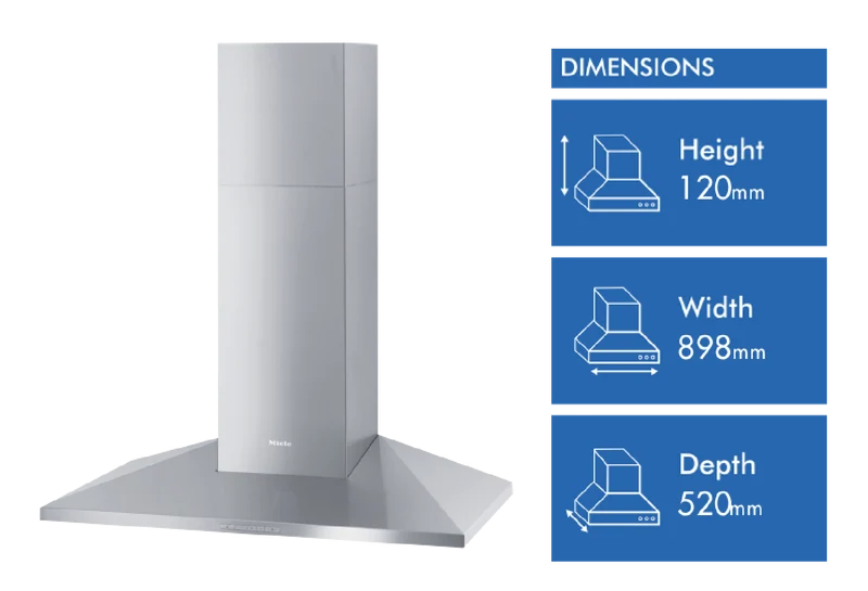 Miele 90cm Wall-Mounted Canopy Rangehood, Stainless Steel