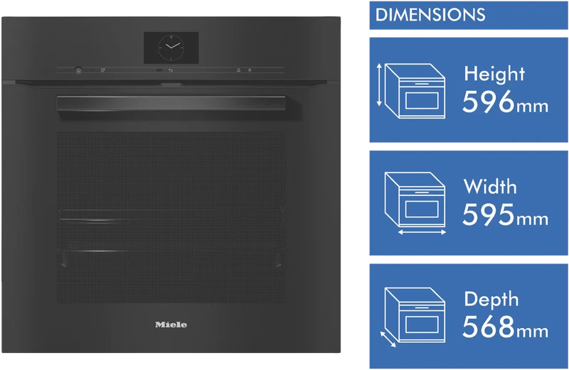 Miele 60cm Pyrolytic Oven with Moisture Plus and Rapid Cooling Function Obsidian Black
