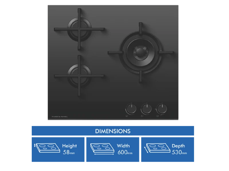 Fisher & Paykel 60cm Gas on Glass Gas Cooktop LPG