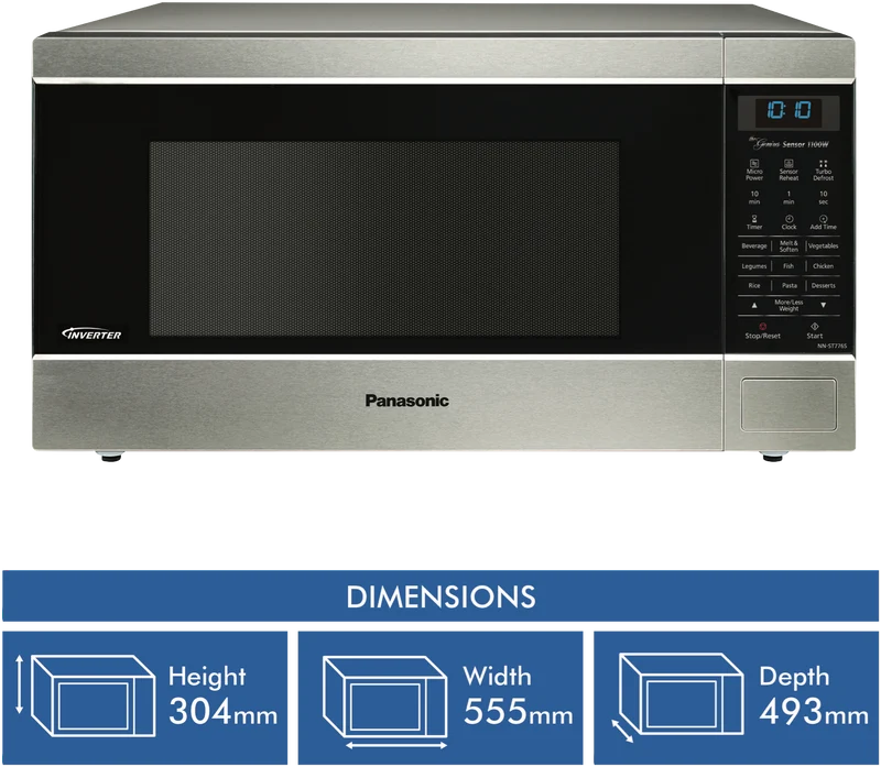 Panasonic 44L 1100W Inverter Sensor Microwave Oven Stainless Steel