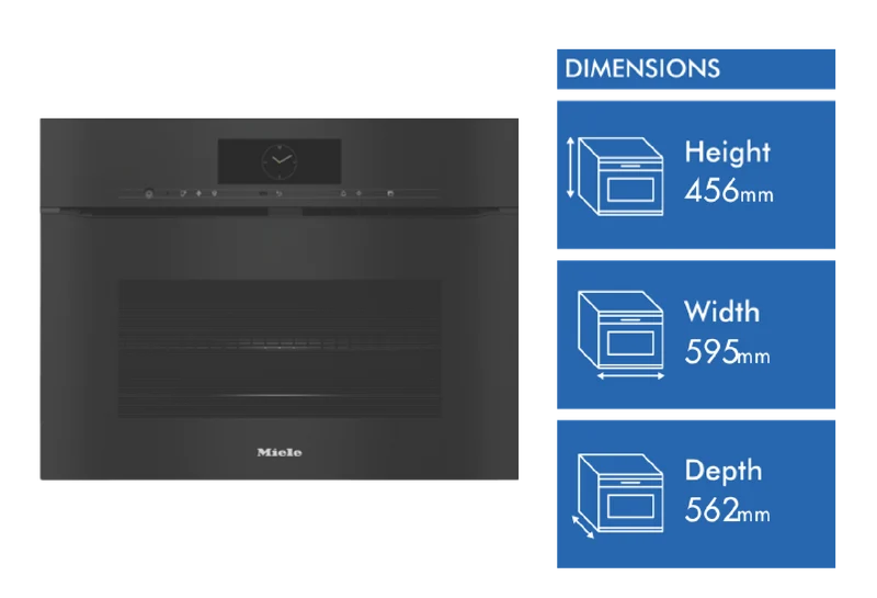 Miele 45cm Handleless 3in1 Speed Oven and Microwave Combination with Crisp Function Obsidian Black