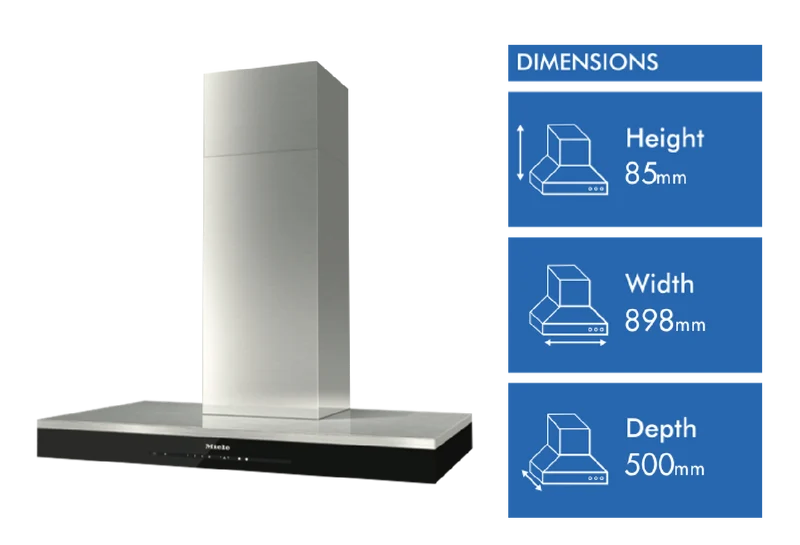 Miele 90cm Wall-Mounted Canopy Rangehood with Wi-Fi Connectivity, Stainless Steel