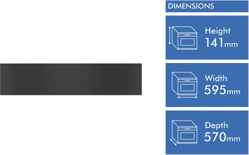 Miele 14cm Gourmet Warming Drawer Obsidian Black