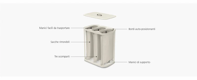 Joseph Joseph Tota Trio 90 Litre Laundry Separation Basket Ecru