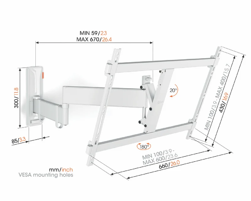 Vogels Full Motion+ TV Wall Mount White 40-77"