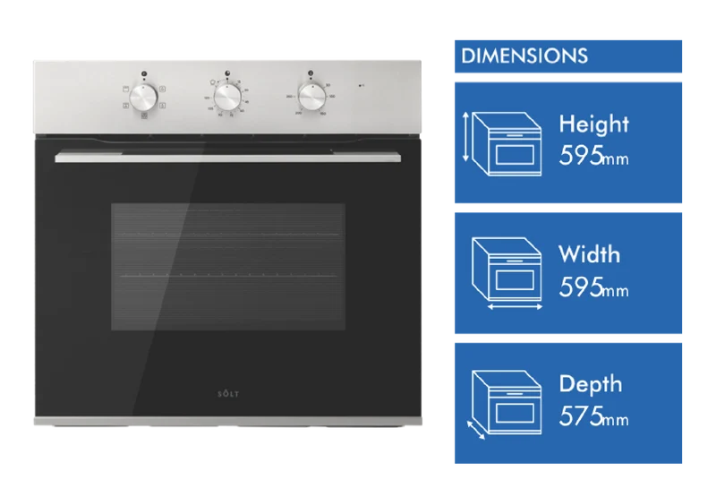 Solt 60cm 5 Function Electric Oven, Stainless Steel