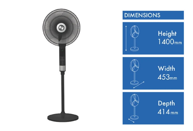 DeLonghi 360 Degree Pedestal Cooling Fan Black