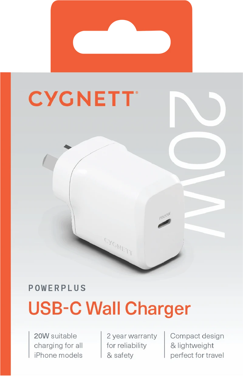 Cygnett Powerplus 20W USB-C Wall Charger - White