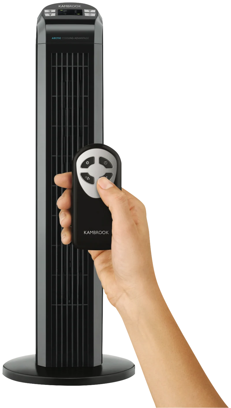 Kambrook 77cm Arctic Black Tower Fan with Remote