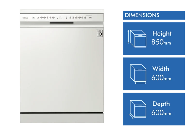 LG 60cm 14 Place QuadWash Freestanding Dishwasher, White