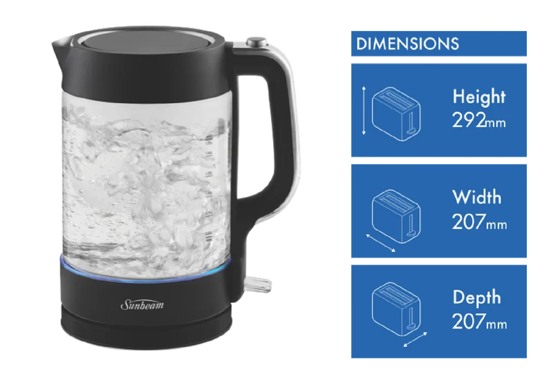 Sunbeam Glass Kettle Dark Canyon Black