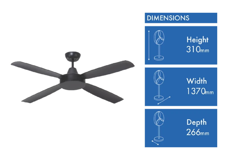 Mercator 137cm Nemoi Black Ceiling Fan
