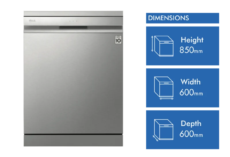 LG 60cm 15 Place QuadWash Freestanding Dishwasher, Stainless Steel