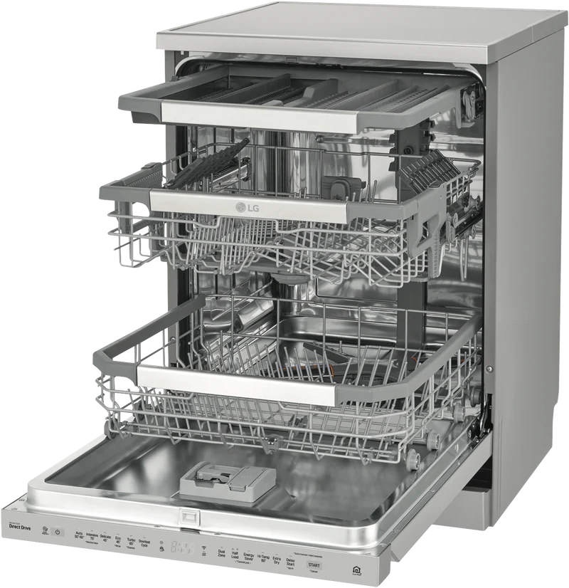 LG 60cm 15 Place QuadWash Freestanding Dishwasher, Stainless Steel