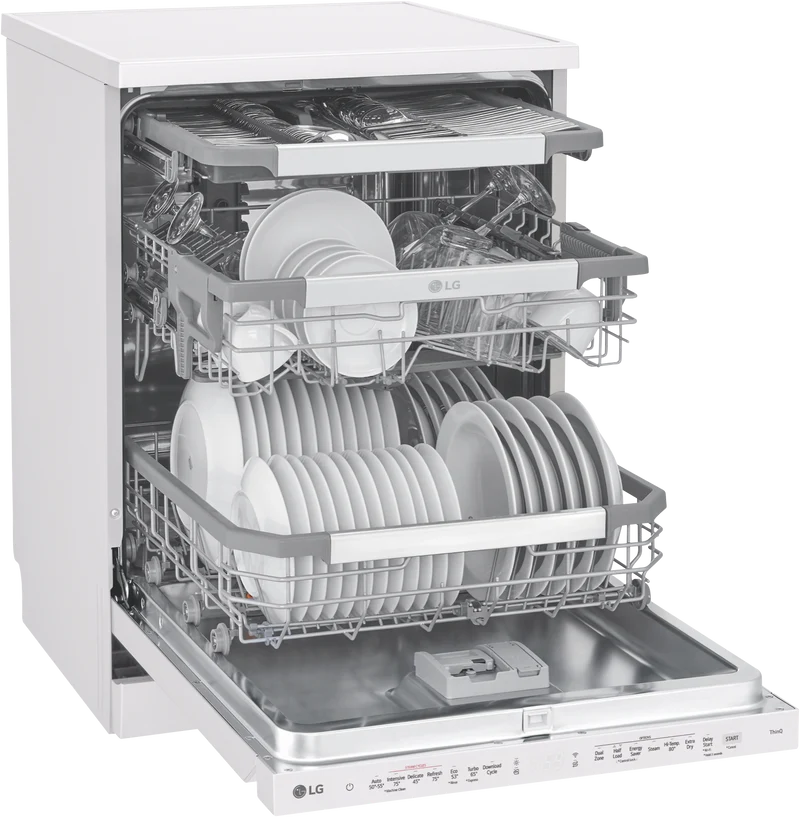 LG 60cm 15 Place QuadWash TrueSteam Dishwasher, Matte White