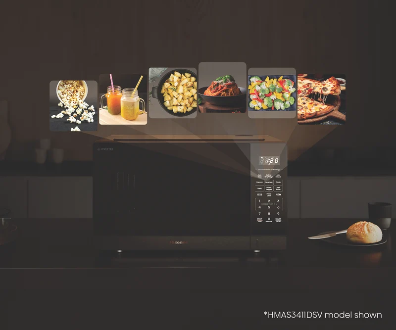 Hisense 34L 1100W Inverter Microwave Dark Stainless Steel