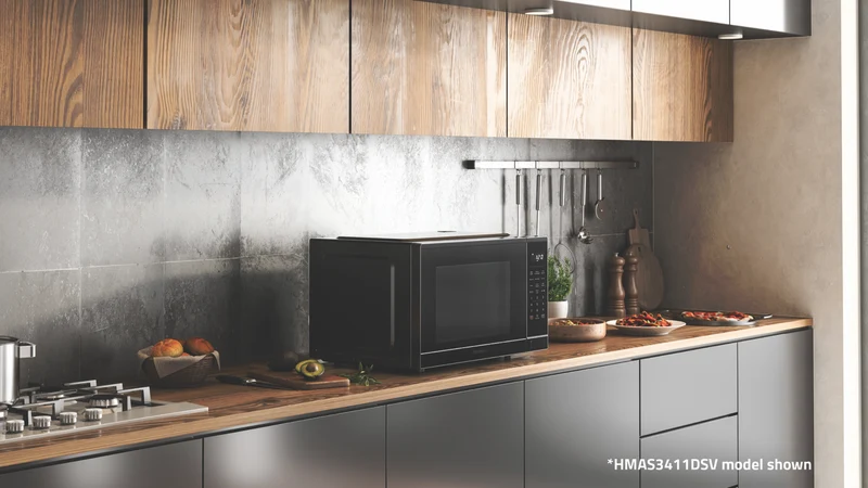Hisense 34L 1100W Inverter Microwave Dark Stainless Steel