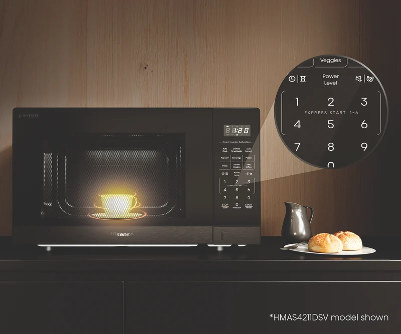 Hisense 42L 1100W Inverter Microwave Dark Stainless Steel
