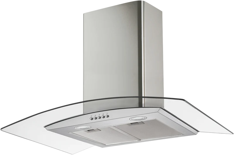 Solt 90cm Curved Glass Canopy Rangehood, Stainless Steel