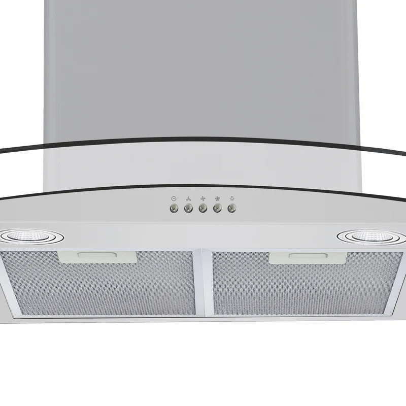 Solt 90cm Curved Glass Canopy Rangehood, Stainless Steel