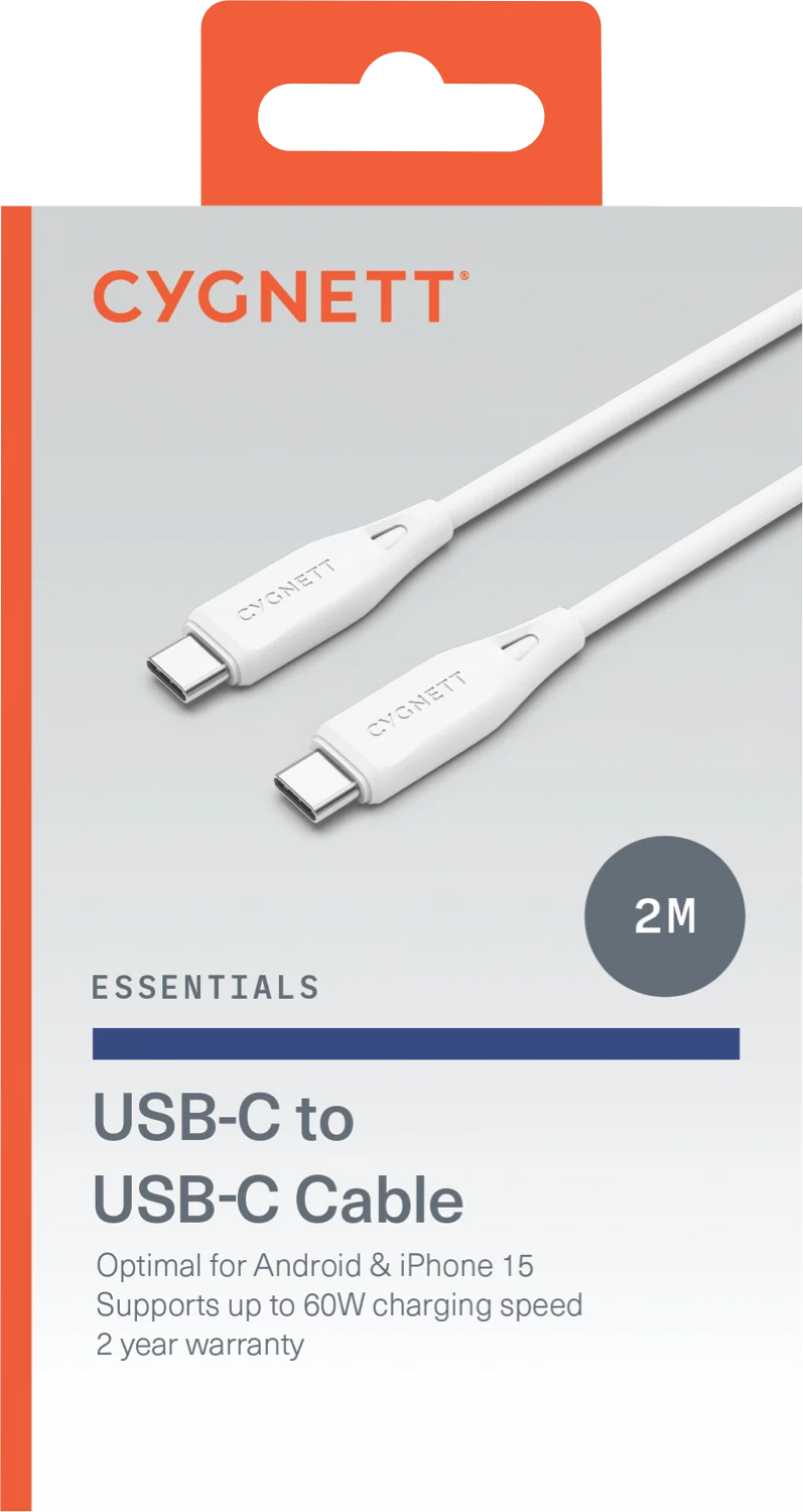 Cygnett Essentials USB-C To USB-C (USB 2.0) Cable 2m - White