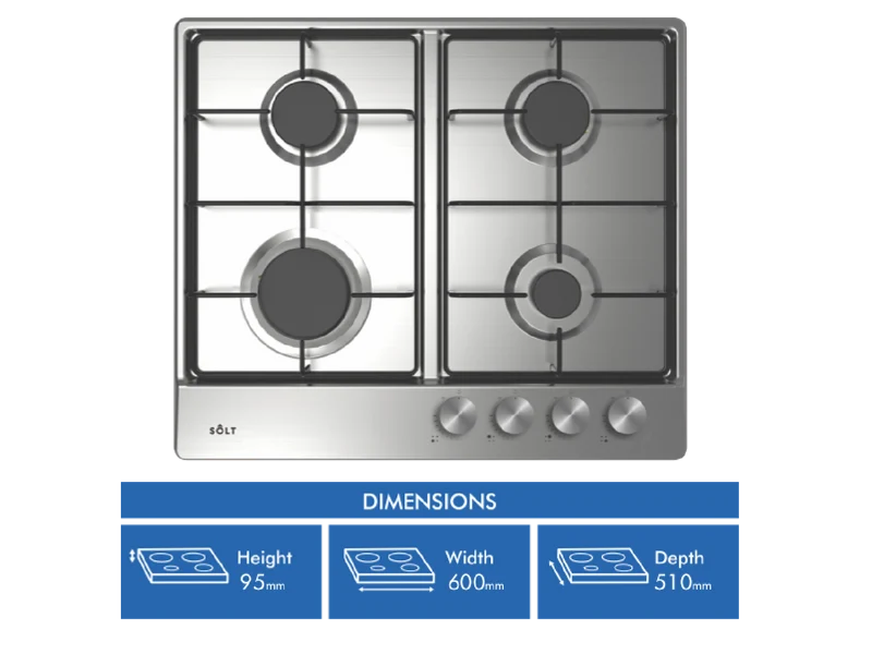 Solt 60cm Gas Cooktop, Stainless Steel