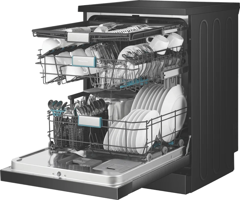 Hisense 60cm Freestanding Dishwasher, Black Steel