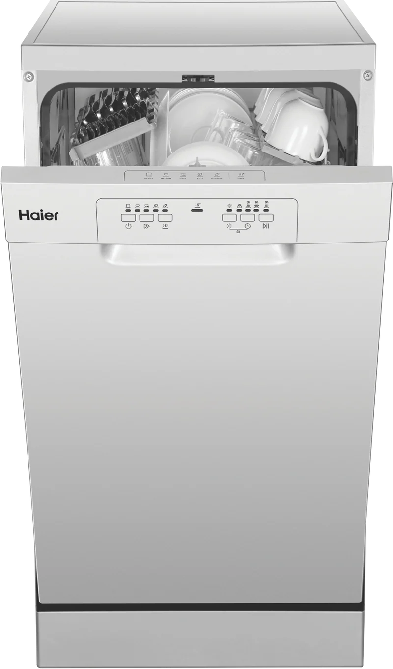 Haier 300 Series 45cm Compact Freestanding Dishwasher, Silver