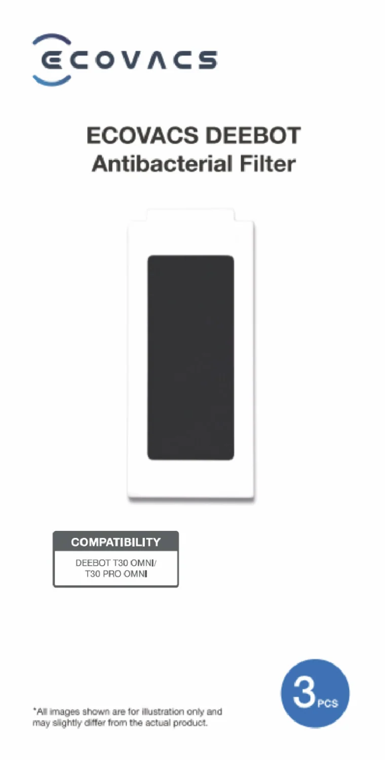 Ecovacs DEEBOT T30 PRO OMNI Antibacterial Filter 3Pk