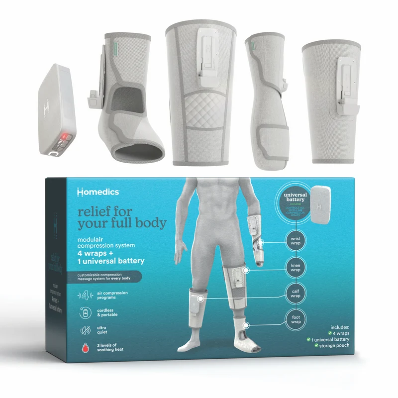 Homedics Modular Hand And Wrist Compression Wrap + Controller Light Grey