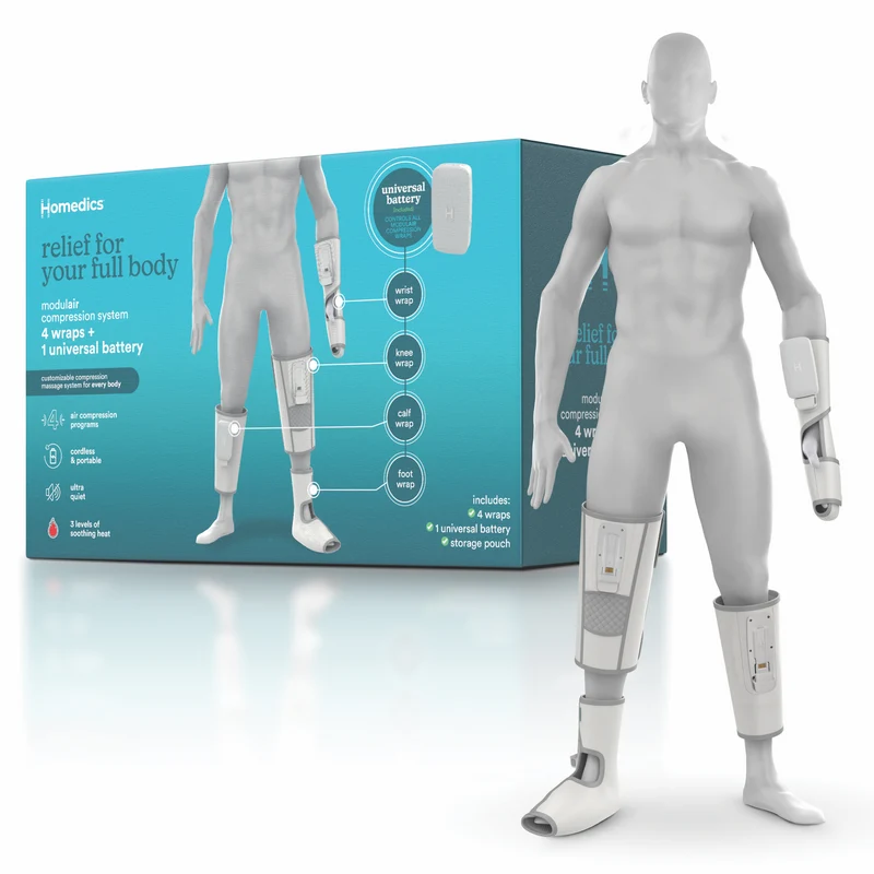 Homedics Modular Hand And Wrist Compression Wrap + Controller Light Grey