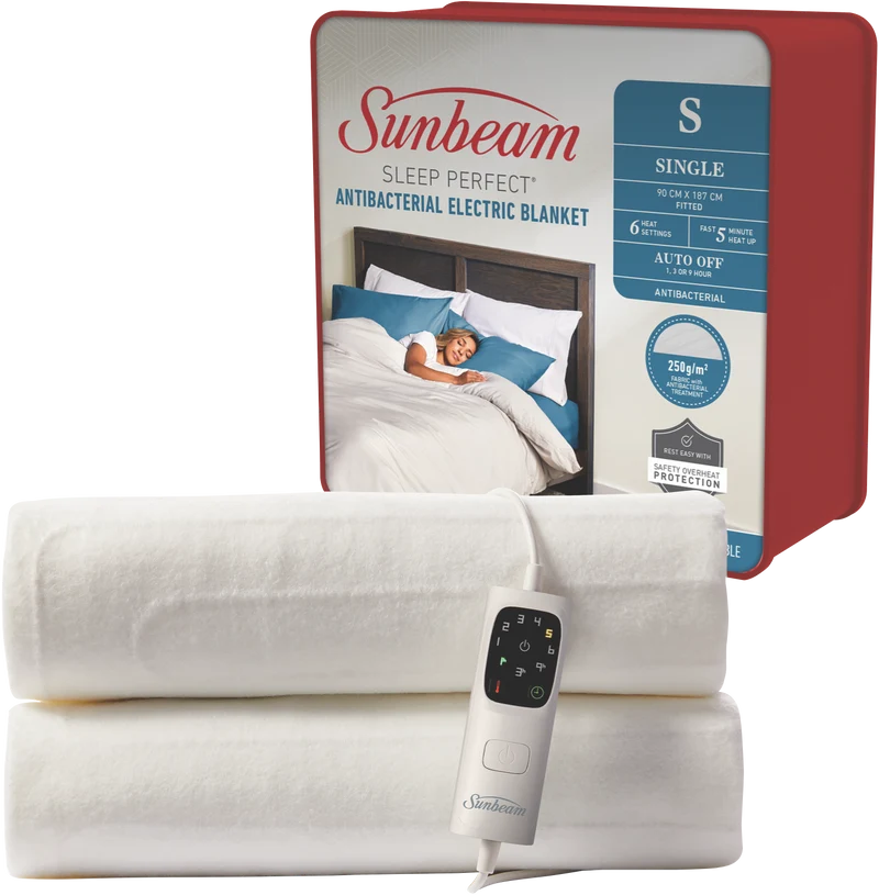 Sunbeam Sleep Perfect Fitted Antibacterial Electric Blanket Single