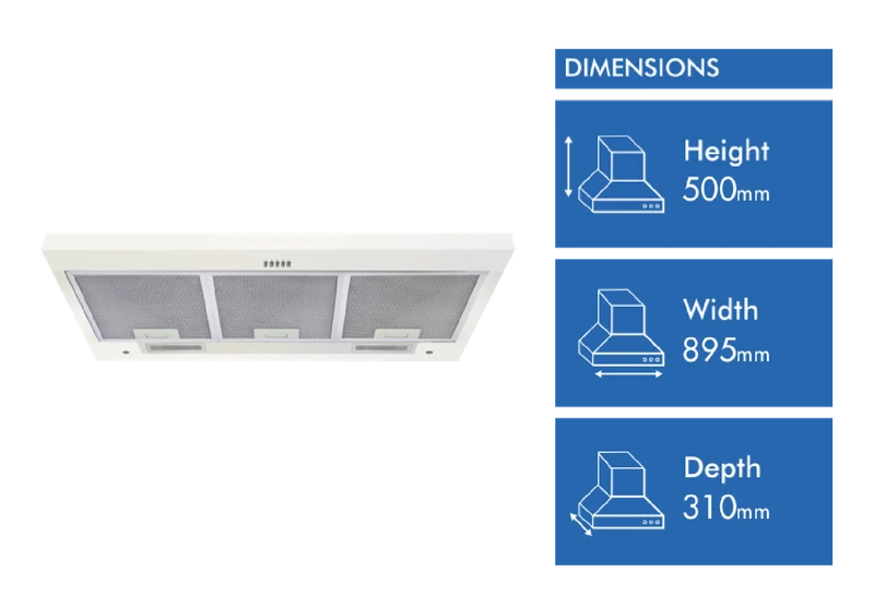 Solt 90cm Undermount Rangehood, White
