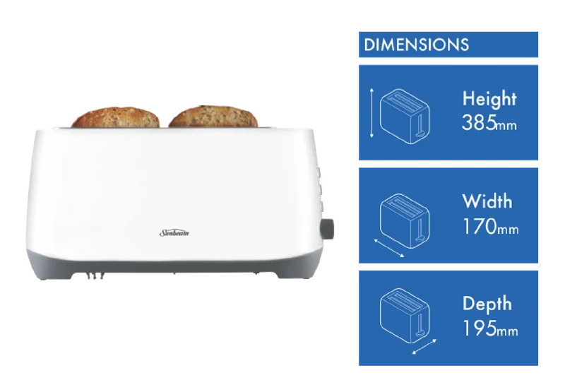 Sunbeam Rise Up 4 Slice Toaster White