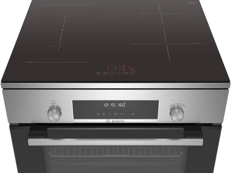 Bosch Series 6 Induction Freestanding Cooker, Stainless Steel