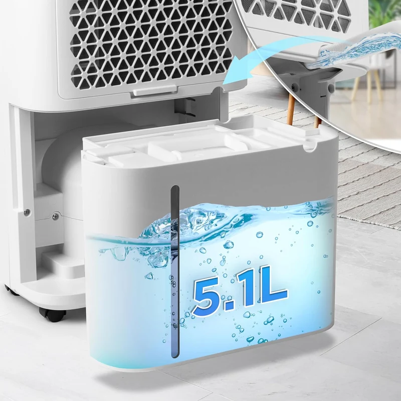 Duronic DH201 Déshumidificateur 440W Jusqu'à 20 litres d'eau par jour Réservoir d'eau de 5,1 litres Lutte contre l’humidité excessive et empêche la formation de moisissures Minuteur de 1 à 24 heures
