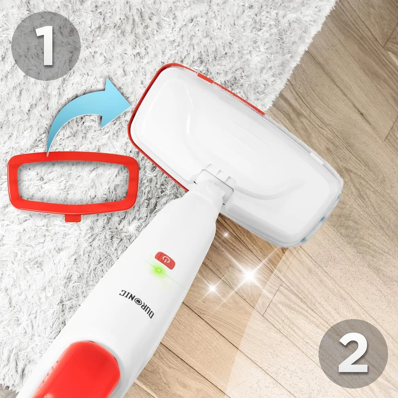 Duronic STM15 WE Balai nettoyeur vapeur de 1500W Réservoir de 500 ml Température maximale de 100°C Nettoyage sol dur carrelage tapis Nettoie sans produits chimiques