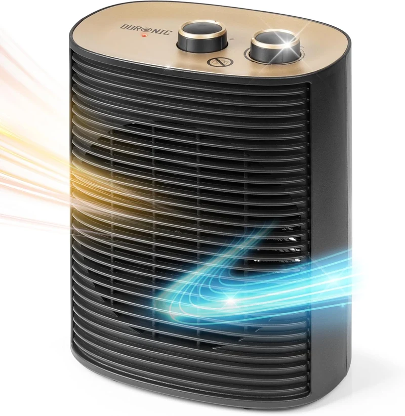 Duronic HV32 BK Radiateur soufflant électrique 2000W Thermostate réglable avec Mode éco Mode turbo Sécurité antibasculement avec arrêt automatique Idéal maison bureau garage