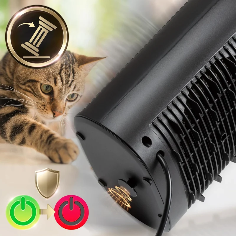 Duronic HV32 BK Radiateur soufflant électrique 2000W Thermostate réglable avec Mode éco Mode turbo Sécurité antibasculement avec arrêt automatique Idéal maison bureau garage