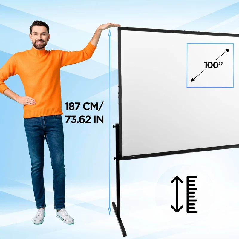 Duronic BD-SFPS100 16:9 Ecran de Projection vidéoprojecteur 100 Pouces Toile de Projection écran Home 4K Full HD 3D Cinema soirée cinéma Bureaux Conférence Classe école Montage Mural trépied