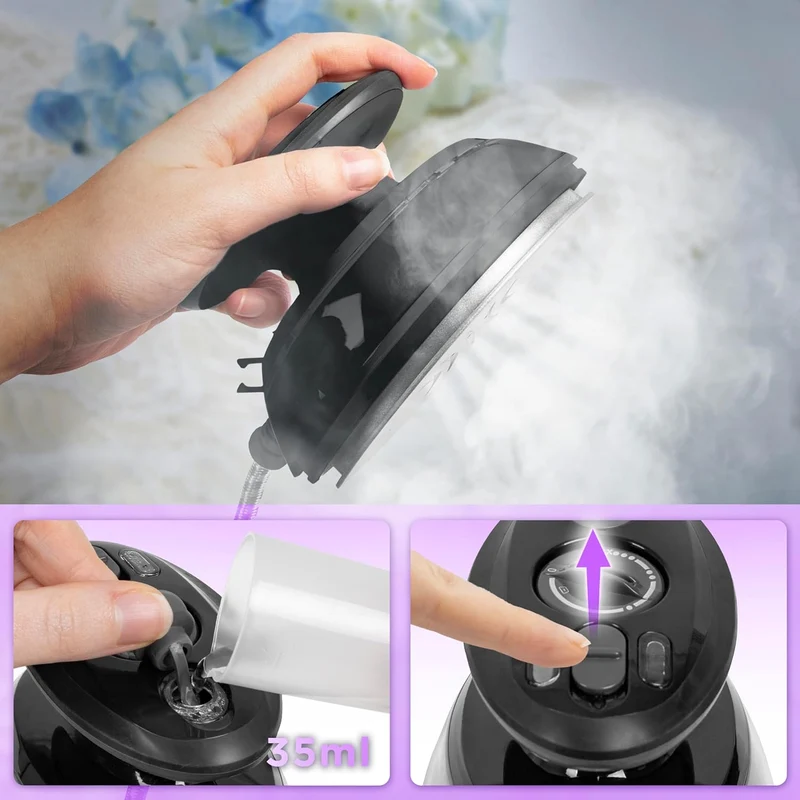 Duronic SI3 BK Fer à repasser à vapeur de voyage 400W Léger et compact 495g Idéal pour les déplacements Convient pour crafts et patchworks Accessoires inclus