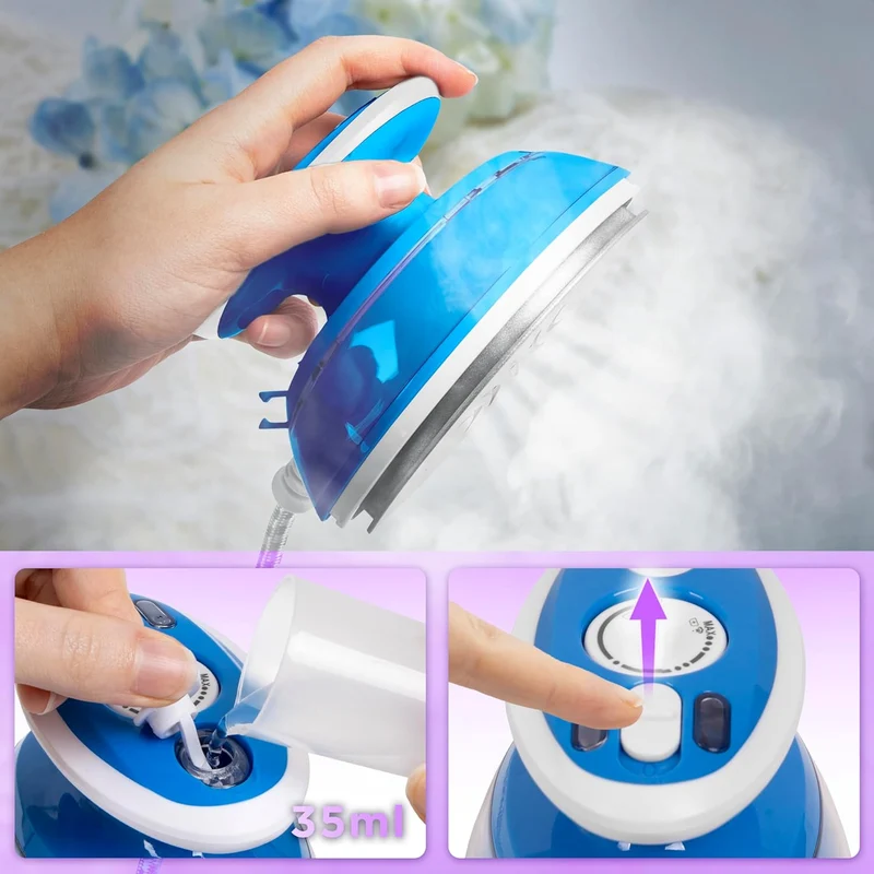 Duronic SI3 BE Fer à repasser à vapeur de voyage 400W Léger et compact 495g Idéal pour les déplacements Convient pour crafts et patchworks Accessoires inclus