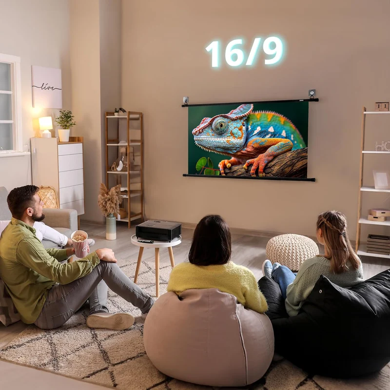 Duronic BPS50 16/9 Ecran de Projection TV et Home Cinema de 50 Pouces 127 cm | 111 x 62 cm | Fixation par Crochets | Barres lestées | Toile pour vidéoprojecteur | Gain +1 idéal pour 3D 8K 4K 1080P