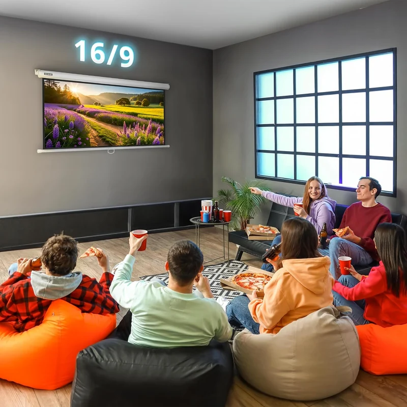 Duronic MPS70 16/9 WE Ecran de Projection TV et Home Cinema de 70 Pouces 178 cm | 155 x 87 cm | Fixation Mur ou Plafond | Déroulement Manuel | Gain +1 idéal pour 3D 8K 4K 1080P