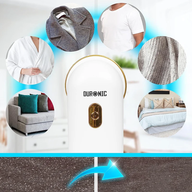 Duronic FS22 WE Rasoir Anti-Peluches Anti-bouloches électrique Filaire ou sur Batterie 2 hauteurs Pochette de Rangement Permet de Remettre à Neuf Vêtements Textiles Tissus Blanc