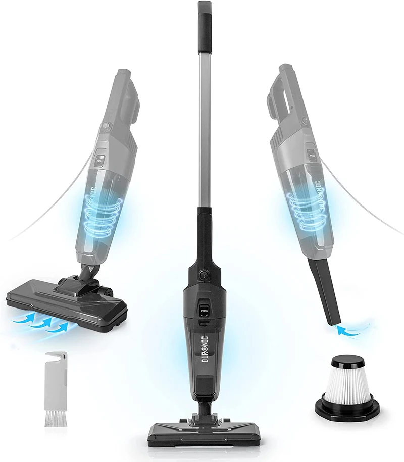 Duronic VC9 Aspirateur Balai et à Main de 600W | Sans Sac | Compact et Léger | 2 Filtres HEPA fournis | Filaire et Portable | Pour la Maison et la Voiture
