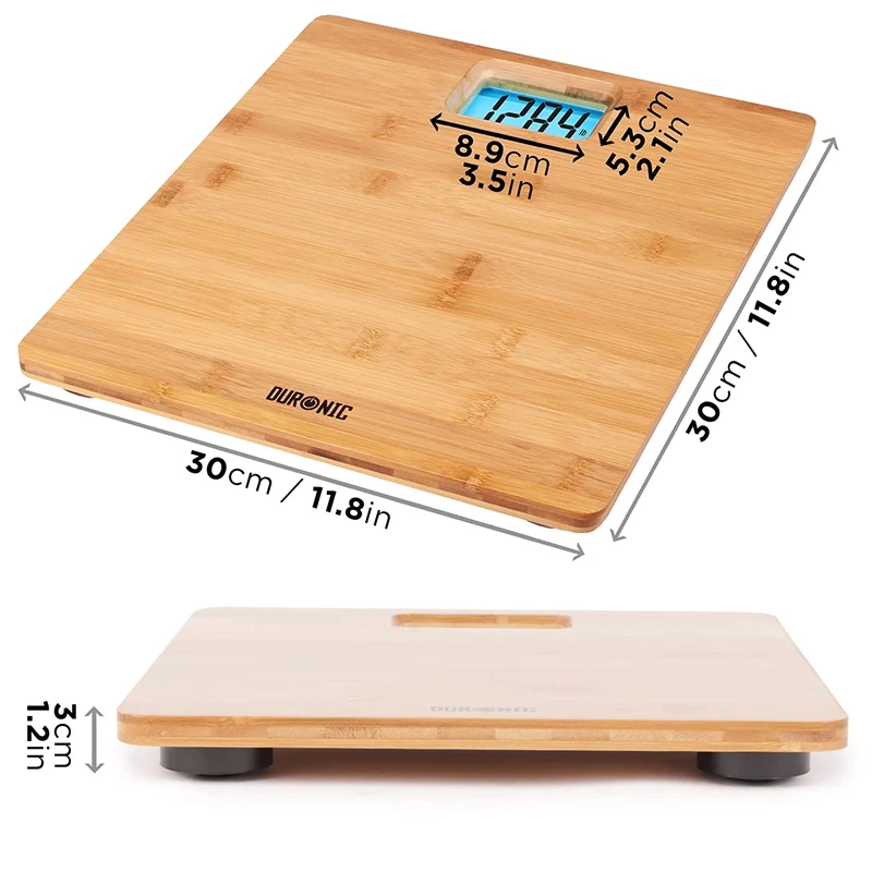 Duronic BS504 Balance Corporelle / Pèse Personne – Capacité élevée de 180 kg – Ecran LCD – Eco-responsable / Fabriqué en Bambou – Mesure en Kilogrammes – Automatique – Surveillez votre Poids
