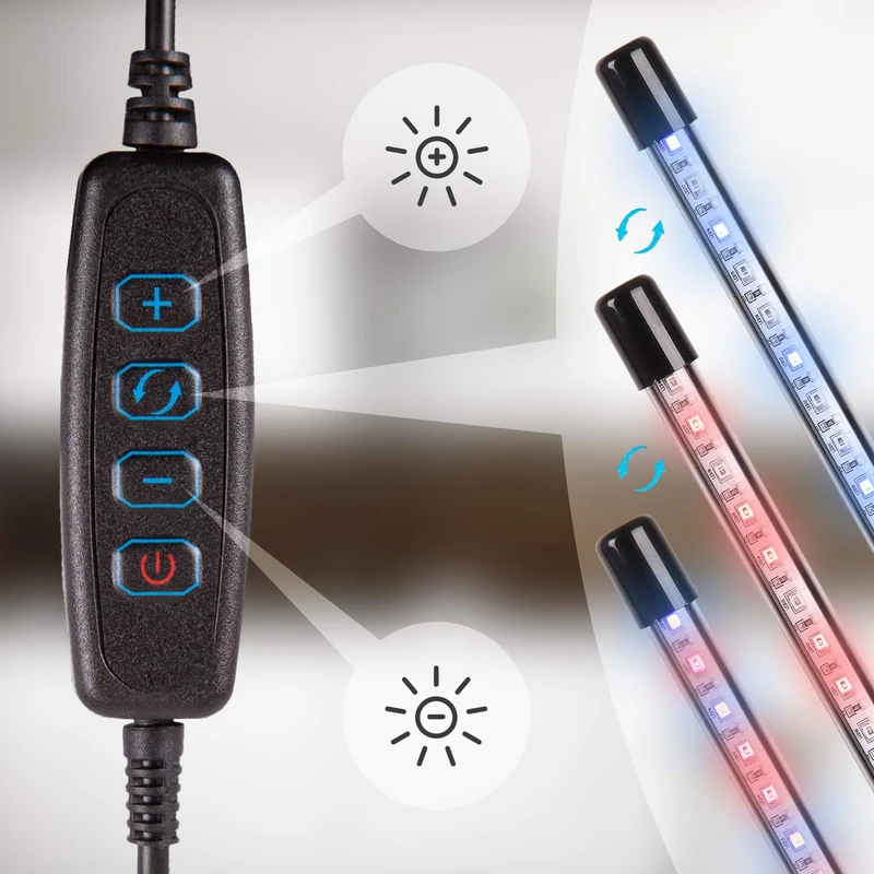 Duronic GLC24 Lampe de croissance horticole double à pince 40W | Ampoules LED | 3 modes : bleu, rouge, mixte | Intensité ajustable | Prise USB | Lumière de culture pour plante fruit légume fleur herbe
