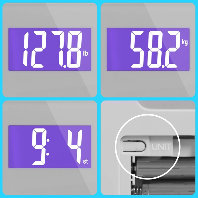 Duronic BS603 Balance Corporelle / Pèse Personne | Capacité élevée de 180kg | Ecran LCD éclairé lisible | Verre renforcé gris| Mesure en kilogrammes | Automatique | 4 Capteurs | Surveillez votre poids